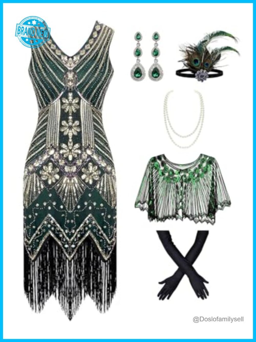 Plus Size 1920s Vintage Sequin Fringe Beaded Flapper Party Cocktail Dress